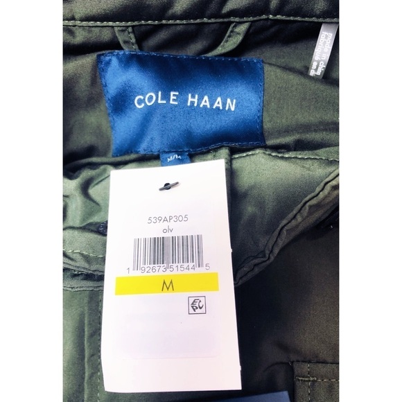 Cole Haan Mens Olive Green Full Zip Hooded Field Utility Parka Jacket Sz M New - Picture 10 of 12